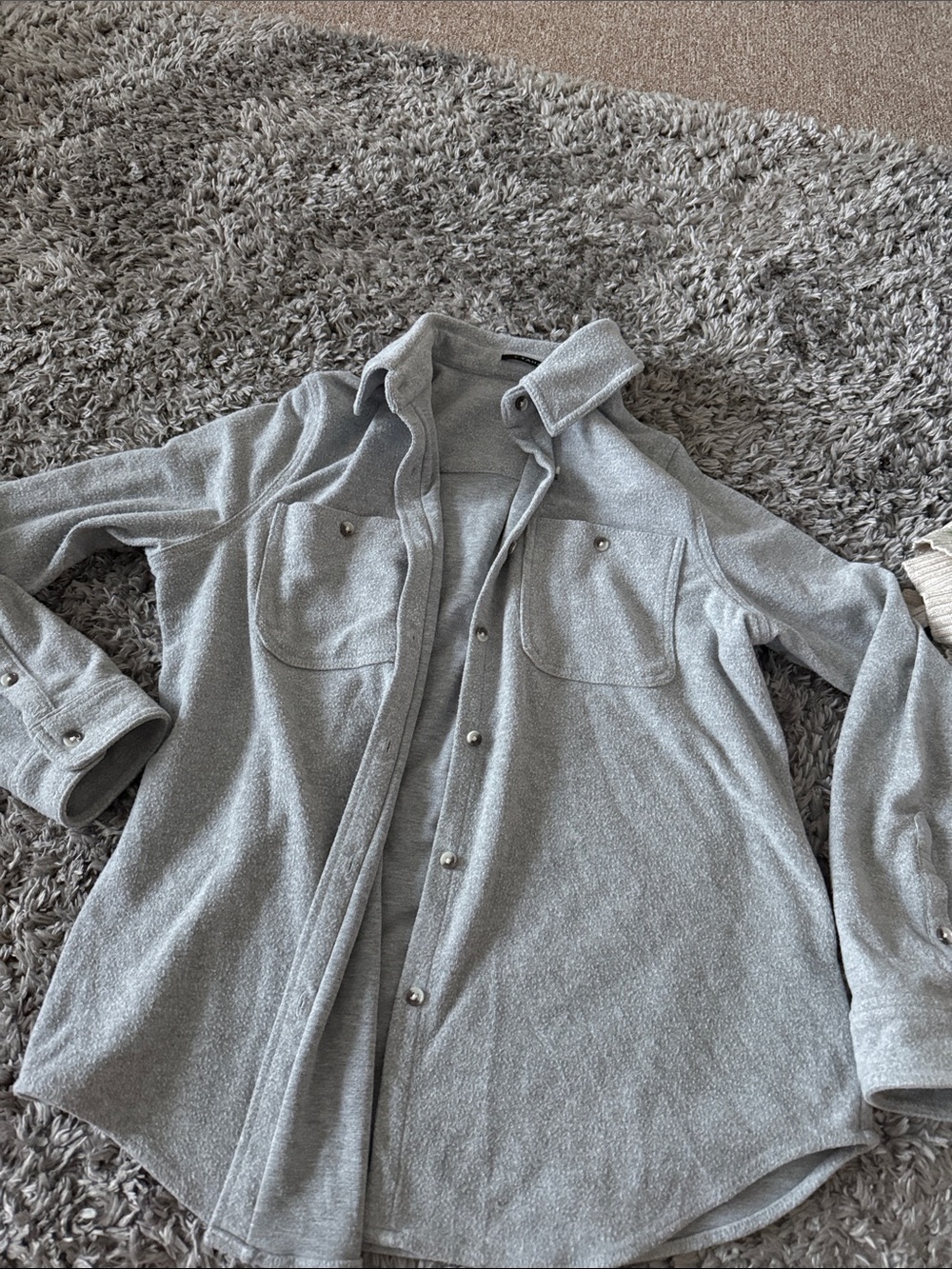 Light soft Gray Button-Up Shacket with Chest Pockets